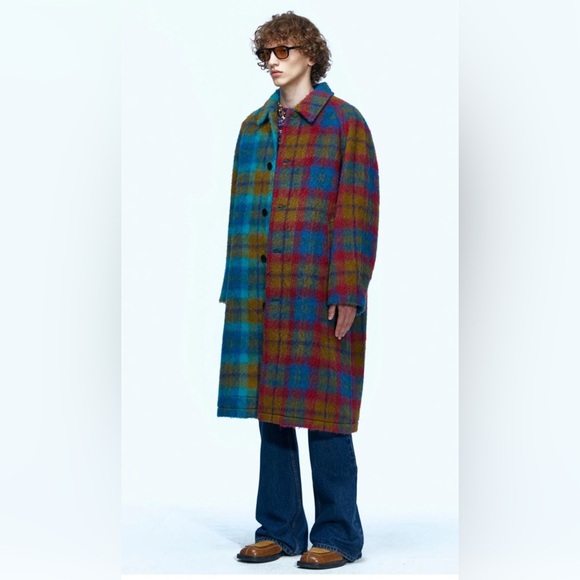 ANDERSSON BELL UNISEX HARRY CHECK BALMACAAN SHAGGY WOOL COAT SZ XS - Picture 9 of 10